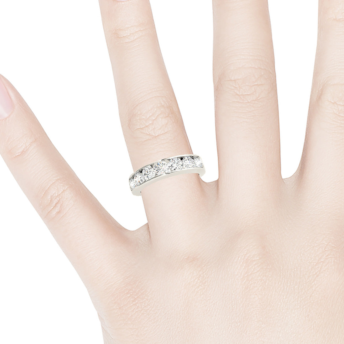 1.00 ctw. Channel Set Round Diamond Wedding Band-VIRABYANI